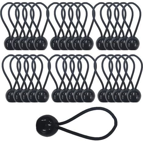 Tendeur Élastique avec Boule 3,5 mm – Lot de 30 Pièces pour Bâche, Tente, Pavillon, Bannière, Camping et Rideaux (1/5)