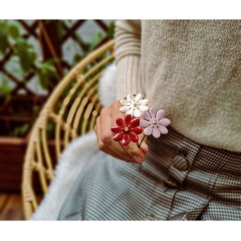 Bouquet de Marguerites en Céramique Fait Main Décoration pour Jardin Balcon Maison 21 cm - PANGIVO