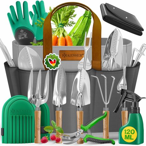 KESSER® Set d'outils de jardinage, 10 pièces - gris / anthracite (1/5)
