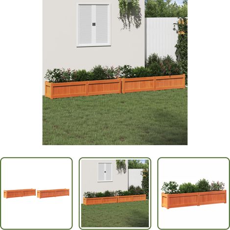 Holz - Pflanzkübel 2 Stk. Wachsbraun Massivholz Kiefer (1/5)