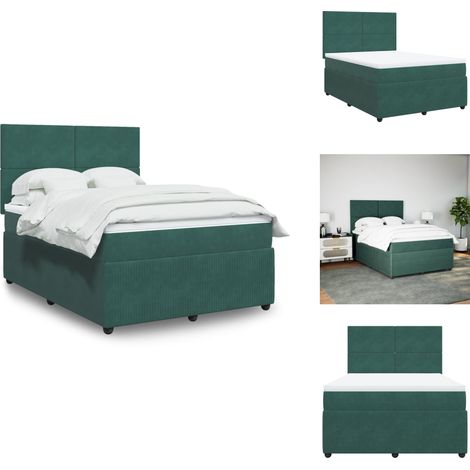 Sommier à lattes de lit et matelas Vert foncé 140x190cm Velours - Sommier À Lattes De Lit - Sommiers À Lattes De Lit - Lit - Meuble De Chambre À Coucher (1/5)