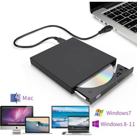 Graveur Blu-ray Externe Portable, USB 3.0 et USB-C, Lecteur CD/DVD 3D pour MacBook, PC Windows XP/7/8/10, Ordinateur Portable, Slim, Fibre Optique (1/2)