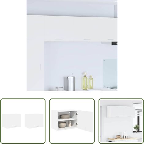 vidaXL Stauraum - Hängeschrank mit Tür 2 pcs Weiß 50 x 31 x 40 cm Holzwerkstoff (1/5)