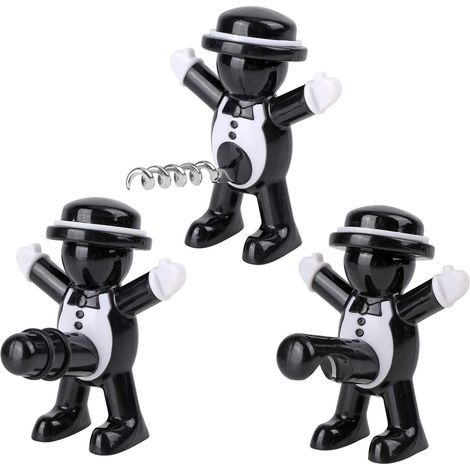 3Pack Bouchon Bouteille Vin, ouvre-Bouteille Ensemble Bouchon de vin, Tire-Bouchon de Bouteille de vin, Cadeau Gag Scellant de vin,Décapsuleur de bière pour Home Party Hotel Bar Cadeau pour Gentleman (1/5)