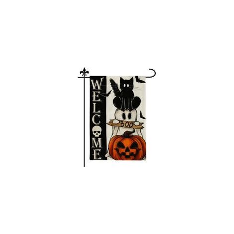 A Bannière Halloween, Drapeau Jardin Double Face 30x45cm Citrouille de Chat Effrayant Drapeau de Drapeau de Jardin d'Halloweenpour la Décoration Extérieure d'Intérieur d'Halloween
