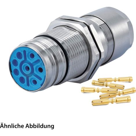 HUMMEL SET inkl. Kontakte M23 Leistung Wanddurchführung Kupplung, Crimpein. gerade Polzahl 3+4+PE, Buchse mit Gegenmutter Hinterwand, Klemmbereich 7,0mm - 12,0mm - 1 Stück