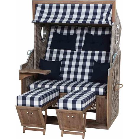 Strandkorb mit Bullauge antique white, Akazie FSC 100% (1/4)