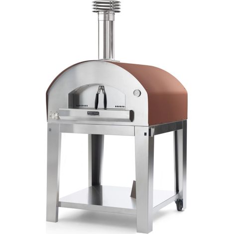 forno pizza a gas con carrello fontana "marinara" colore rosso 5 pizze