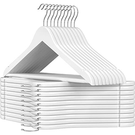 Songmics – Cintres en bois d'érable antidérapants pour costumes – Lot de 20 – Crochet pivotant 360° – Capacité 5 kg – CRW03W20