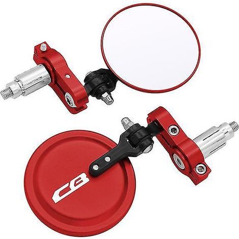 Runde, klappbare Motorradspiegel (7,6 cm/3 Zoll) für Honda CB125R, CB650R, CB190R, CB250R, CB300R, CB400, CB500X und CB1000R – Lenkerendenspiegel – Rot (1/5)