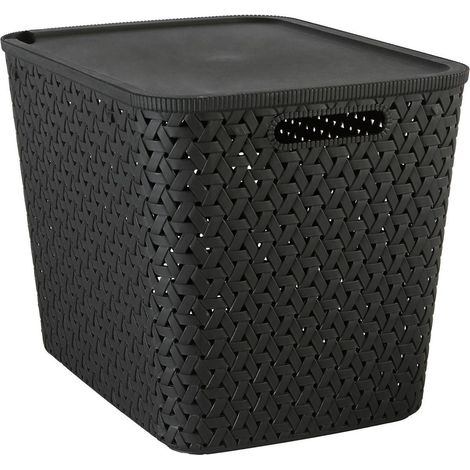 Panier tressy en plastique noir 28l - 5five
