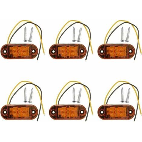 6 x feux de position latéraux à LED orange 12V 24V, feux de position avant, feux de position latéraux, feux de position latéraux à LED pour voiture, remorque, camping-car, caravane, moto, moteur, etc. (1/4)