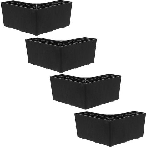Ensemble de pieds de rechange en plastique noir pour canapé (4 rehausseurs de lit de 7,5 cm, pieds en forme de L, compatibles avec les canapés et les coiffeuses) (1/5)