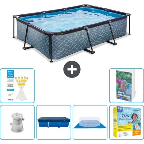 Exit Pool Rechteckig - Steinoptik - 300x200x65 cm - 7-teilig S198