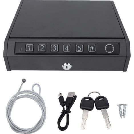 Coffre‑fort de voyage K2‑1 robuste, accès empreinte digitale, mot de passe et clés, câble en acier fourni. Mousse anti‑rayures, adapté pour armes à feu, espèces, bijoux, or et documents précieux (1/5)