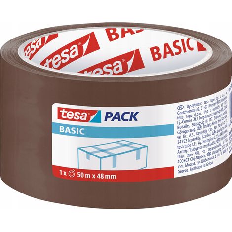 Cinta de embalaje autoadhesiva de PP TESA BASIC, ancha, marrón, 50 m x 48 mm