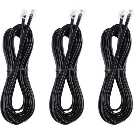 3 lignes téléphoniques modem ADSL RJ11 6P4C, de 5 mètres chacune (1/4)