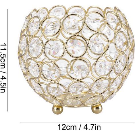 Bougeoir - - Modèle doré - Diamètre 12 cm - Hauteur 11,5 cm - Pour intérieur (1/5)