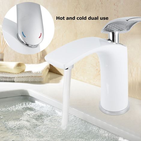 Robinet de lavabo blanc, robinet d'eau chaude et froide, accessoires de salle de bain, norme européenne (1/5)