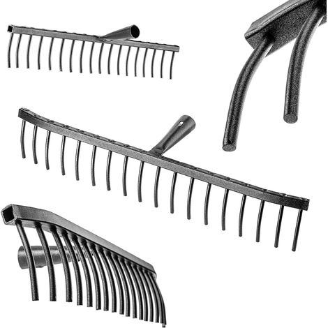 KADAX Gartenrechen aus Stahl, Rechenkopf, Gartenharke ohne Stiel, 18 Zinken