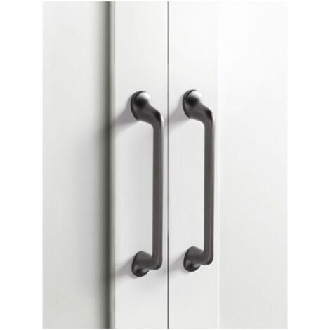 Ensemble de 2 poignées de meuble, poignée d'armoire, poignée de tiroir, poignée d'armoire de cuisine, gris, entraxe de 96 mm, alliage de zinc (1/4)