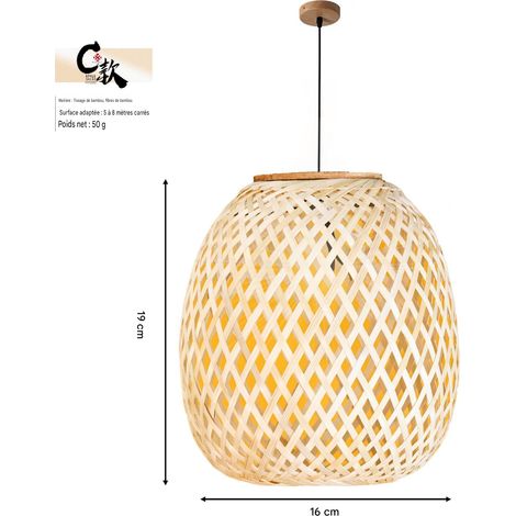 Abat-jour lanterne, suspension en bambou tressé, restaurant chinois, hébergement chez l'habitant, design artistique, abat-jour rétro et créatif en bambou et rotin tressés