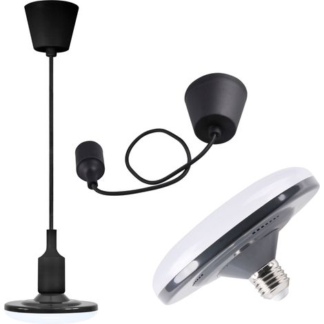 Suspension noire E27 avec ampoule LED 10W 3000K Polux (1/5)