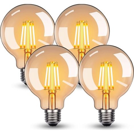 Bombilla LED E27, bombilla LED vintage E27 de 4W G95, blanco cálido 2700K, 360LM, estilo Edison, bombilla decorativa retro vintage, equivalente a una bombilla incandescente de 40W, no regulable, paque (1/5)