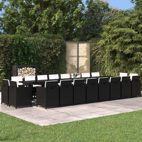 Set da Pranzo da Giardino 21 pz con Cuscini in Polyrattan Nero vidaXL (1/5)