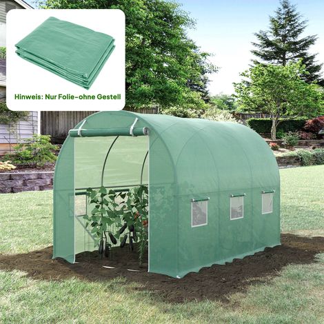 Bâche de serre 3x2x2 m, film jardin imperméable anti-UV, plastique résistant sans armature, housse de protection pour plantes, verte (1/5)
