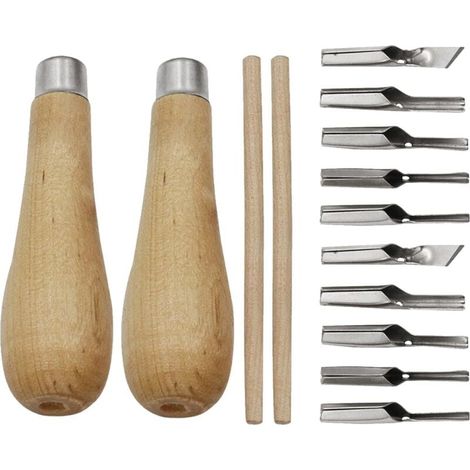 2 Sets Outils de Coupe de Linoléum 5 En 1, D'outils De Sculpture sur Linogravure, Gouge Linogravure, Ensemble de Couteaux de Sculpture Sur Bois pour Sculpteur, Charpentier, Amateur, Poteri (1/4)