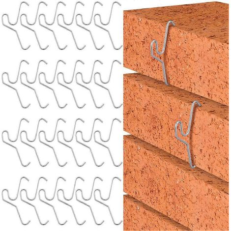 Lot de 24 crochets muraux pour briques de 5,7 à 6,2 cm de hauteur, pour la fixation de fils et de couronnes en extérieur. (1/5)