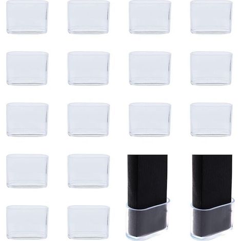 Set di 16 protezioni ovali trasparenti per gambe di sedie, per prevenire graffi e rumori, ideali per casa, cortile, giardino, ufficio, trasparenti, 16x34 mm (1/5)