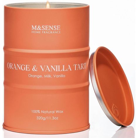 Bougie parfumée Orange Vanille 320g cire naturelle 70h diffusion longue durée (1/5)