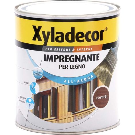 Xyladecor IMPREGNANTE ALL' ACQUA per Legno vernice Fondo per Interni ed Esterni, Inodore, colore ROVERE 750ML, 750 ML (1/3)