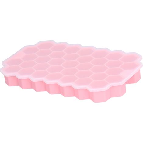 Eiswürfelform mit 37 Fächern in Zellform und Silikondeckel, lebensmittelecht, für Bar und Zuhause (HomePink) (1/5)
