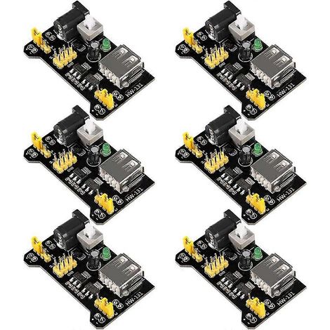 Lot de 6 modules d'alimentation MB102 3,3 V/5 V pour plaque d'essai Arduino (alimentation CC 6,5-12 V, USB). Compatible Arduino. Plaque d'essai sans soudure. (1/5)