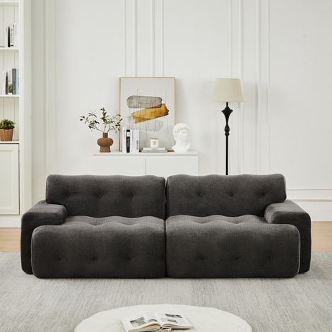 Divano 2 posti grigio in ciniglia, senza montaggio, 224 x 104 x 66 cm HAVRYA (1/5)