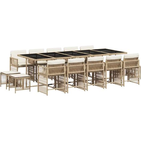 Maison Exclusive - Set comedor de jardín con cojines 15 pzas ratá (1/5)