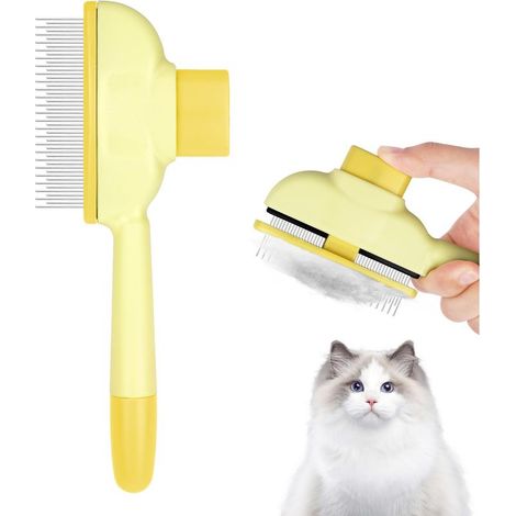 Peigne pour chat, peigne autonettoyant pour chat, peigne de toilettage pour animaux avec bouton de déverrouillage pour enlever les poils morts (1/5)