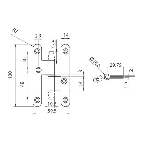 Pernio L307/100 INTHER Latonado Dorado Izquierda 100x59.5 mm - Pack 20 Uds (1/2)
