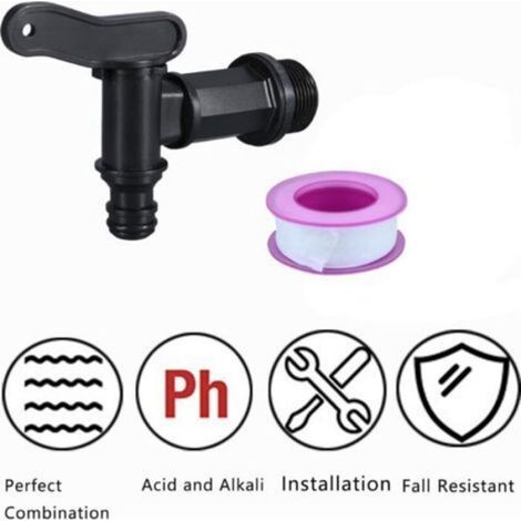 2Pcs Robinet Cuve Plastique, Adaptateur de boîte de Rangement d'eau IBC 3/4\" Robinet pour Citerne De Pluie Robinet de Rechange en (1/4)