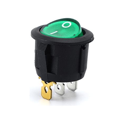 Interruptor redondo basculante de 3 vias ON/OFF  Verde 6 A (1/3)
