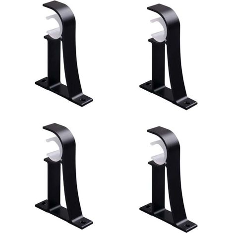 4 supports de tringle à rideaux, en alliage d'aluminium, compatibles diamètre 2,5-3 cm, charge 5,4 kg, pour rideaux intérieurs/extérieurs et douches (1/5)