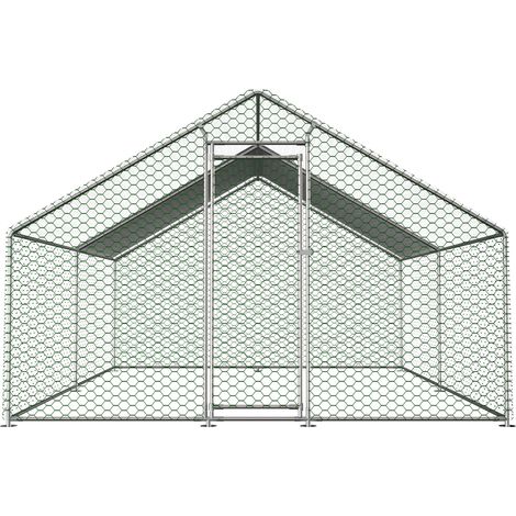 Hühnergehege 3 x 4 x 2 m aus verzinktem Stahl mit PE-Dach und Schloss (1/5)