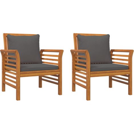 Maison Exclusive - Poltrone con Cuscini Grigio Scuro 2 pz Legno Massello di Acacia (1/5)