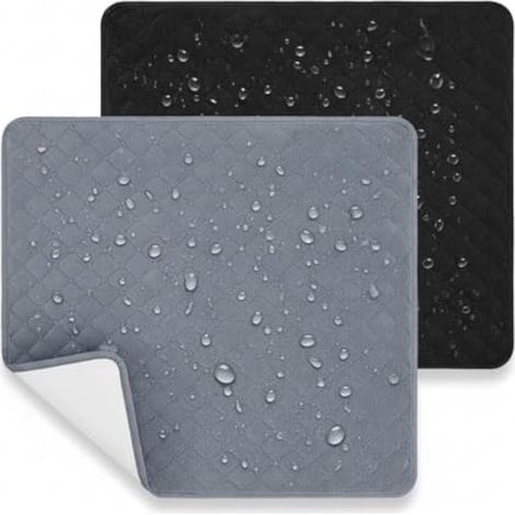 Lot de 2 coussins de chaise d'incontinence, lavables, 50 x 50 cm, respirants, pour fauteuil roulant, fauteuils, sièges auto, canapé - Noir/gris foncé (1/5)