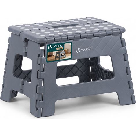 VOUNOT  Folding Step Stool, Anti-Slip Folding Stool, 32x25x22 cm Grey