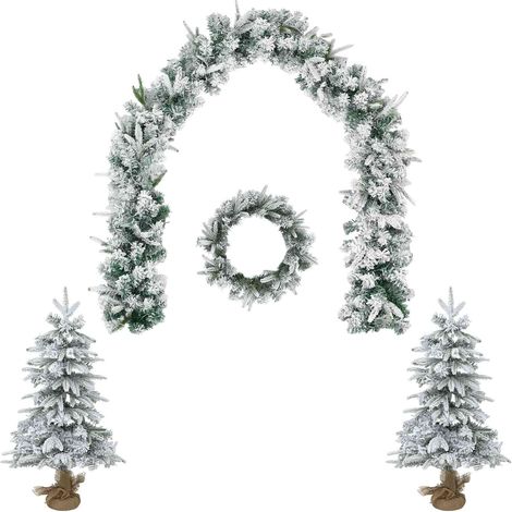 vidaXL Albero di Natale Mini 90 cm PVC e PE Verde e Bianco (1/5)