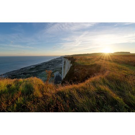 Tableau sur toile sunset falaise Friville-Escarbotin 65x97 cm - Impression sur Toile Murale Décorative - Image imprimée en HD sur Toile - Toile sur Châssis en Bois FSC - Fabriqué en France (1/5)